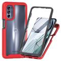360 Beskyttelse Motorola Moto G62 5G Cover - Rød / Gennemsigtig