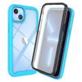 360 Beskyttelse iPhone 14 Max Cover - Babyblå / Gennemsigtig