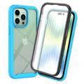 360 Beskyttelse iPhone 14 Pro Cover - Babyblå / Gennemsigtig