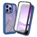 360 Beskyttelse iPhone 14 Pro Cover - Mørkeblå / Gennemsigtig
