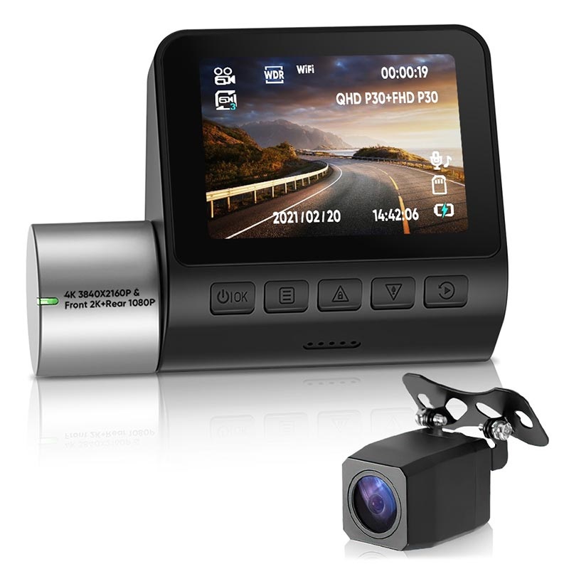 V50 360° Roterende WiFi 4K Dashcam Full HD Bagkamera