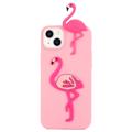 3D Cartoon iPhone 14 TPU Cover - Flamingo