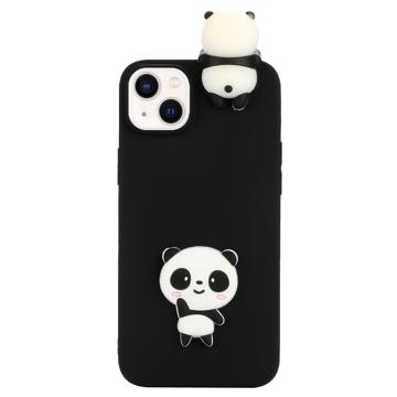 3D Cartoon iPhone 14 TPU Cover - Sort Panda