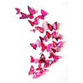 3D Dekorative DIY Sommerfugle Vægklistermærke Sæt - Pink
