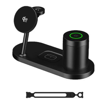 4-i-1 25W Qi 2.2 magnetisk trådløs ladestation med natlampe - sort
