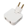 4-i-1 EU-strømadapter med 2 stikkontakter, 2 USB-A-porte