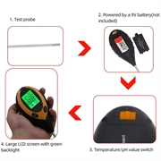 4-i-1 pH- og fugtighedsmåler med LCD-display