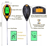 4-i-1 pH- og fugtighedsmåler med LCD-display