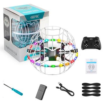 4DRC 4D-V49 Drone i fodboldstil med 360 flips, LED-lys - hvid