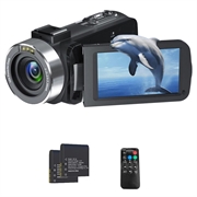 4K Ultra HD Digitalt videokamera med fjernbetjening - 80MP, 18X Digital Zoom - Sort