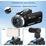 4K Ultra HD Digitalt videokamera med fjernbetjening - 80MP, 18X Digital Zoom - Sort