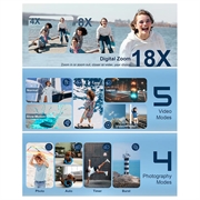 4K Ultra HD Digitalt videokamera med fjernbetjening - 80MP, 18X Digital Zoom - Sort
