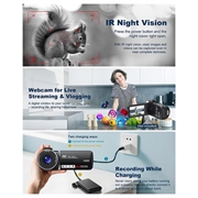4K Ultra HD Digitalt videokamera med fjernbetjening - 80MP, 18X Digital Zoom - Sort