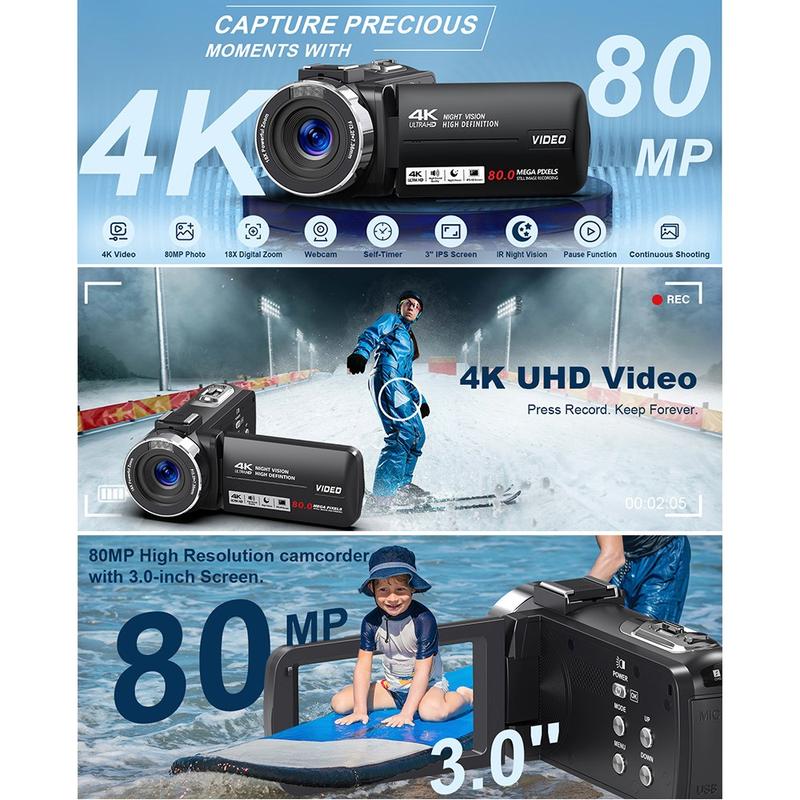 4K Ultra HD Digitalt videokamera med app/fjernbetjening - Sort