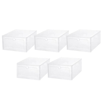 5 stk. Skokasser / Sneaker Boxes i Gennemsigtig Plastik (Open Box - Bulk)