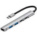 5-i-1 multifunktionel USB-C-hub i aluminiumslegering - sølv