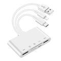 5-i-1 OTG USB-hub/kortlæser med Lightning-, USB-C- og USB-A-porte