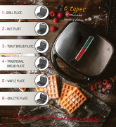 Camry CR 3057 Sandwichmaskine 6-i-1 (Open Box - Fantastisk stand)