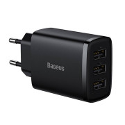 Baseus Compact Quick Charger CCXJ020101, 3x USB, 17W - Sort