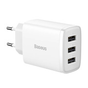 Baseus Compact Quick Charger CCXJ020102, 3x USB, 17W - Hvid