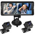 6.8" babyalarm til bilen med to 1080P HD-kameraer med 360 graders rotation