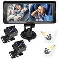6.8" babyalarm til bilen med to 1080P HD-kameraer med 360 graders rotation