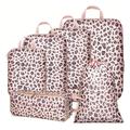 6-delt rejseorganizersæt med leopardprint - Pink