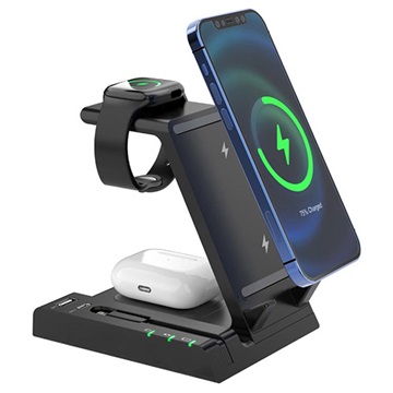 6-i-1 Docking Station W2 - iPhone, AirPods, Apple Watch - Sort