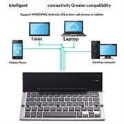 608 Tri-Fold trådløst tastatur med dobbeltkanalskift og stativ - Grå