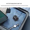 65W GaN-rejseoplader - udtrækkeligt USB-C-kabel, USB-C/USB-A-porte - sort