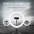 6" 48-LED selfie-ringlys + skrivebordsstativ + fjernudløser til live-transmitterede videooptagelser
