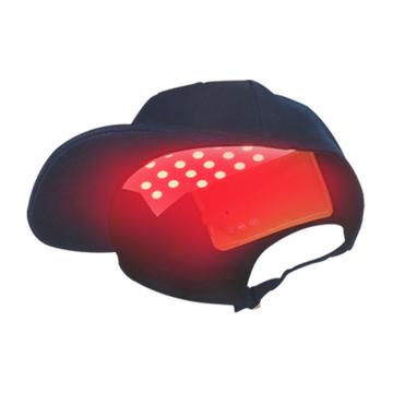 Hårhætte til lysbehandling med 70 LED-pærer (rød/blå) og vibrerende massage