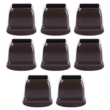 Silikonebeskyttere med filt til Stoleben / Møbler - Firkantet Str. M - Sæt med 8 stk. - Kaffe