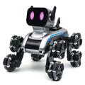 Robothundelegetøj med 8 hjul, LED-display, fjernbetjening og gestusstyring - Sølv