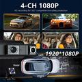9728D 1080P 4 Lens WiFi Dashcam med nattesyn - Sort