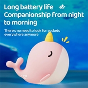 A044 Narhval-natlys i silikone - Trykkontrol, USB-C - Pink