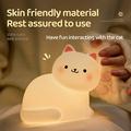 A068 Sød katte-natlampe i silikone med trykstyring og RGB - hvid