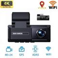 A10 dobbelt dashcam - 4K/2K, GPS, ADAS, WiFi, parkeringskamera - sort