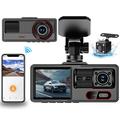 A16 3-kanals bilkamera - 1080p foran, 720p i kabinen/bagud, WiFi, G-sensor - sort