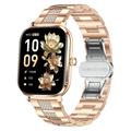AK108 1.82" smartwatch til kvinder med rem med rhinestones - rosaguld