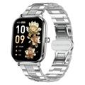 AK108 1.82" smartwatch til kvinder med rem med rhinestones - sølv