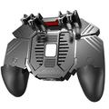 AK77 Mobile Game Controller PUBG Game Controller Gamepad med 6-fingers spiludløser og køleblæser - sort/1200mAh genopladeligt batteri