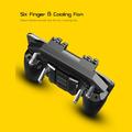 AK77 Mobile Game Controller PUBG Game Controller Gamepad med 6-fingers spiludløser og køleblæser - sort/1200mAh genopladeligt batteri
