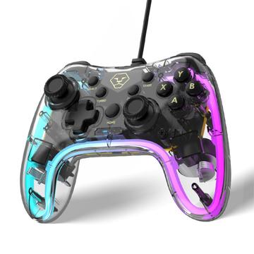 AOLION til Nintendo Switch Computer Transparent kablet Gamepad RGB Light Game Controller