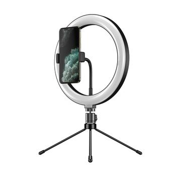 APEXEL APL-FL10JJ13Y 26 cm LED-ringlys til fotografering Selfie Fill Light med stativ og telefonholder
