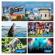 APEXEL HD Metal 20-40x Zoom Teleskop Teleobjektiv Monokulær Telefonkameraobjektiv til iPhone Samsung Huawei