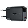 Acefast A113 20W GaN USB-C-oplader med LED-strømvisning - sort