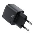 Acefast A113 20W GaN USB-C-oplader med LED-strømvisning - sort
