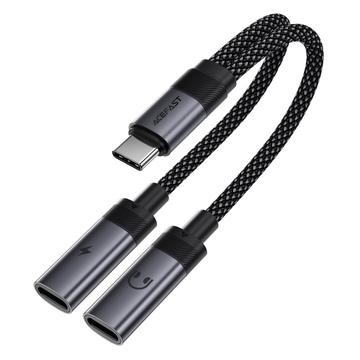 Acefast J14 USB-C lydadapter og splitter - Grå