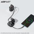 Acefast Travel J3 60W udtrækkeligt USB-C-kabelsæt med telefonholder - sort